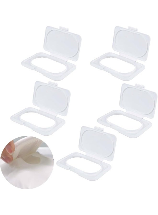 UtySty 5 Pack Baby Wipes Flip Lid Reusable Adhesive Sticky Dispenser Cover Non-Drying Cap for Child Water Wipe Packs Bag Package Portable Pouch Travel Wet Tissues Paper Towel Holder Container - Image 1